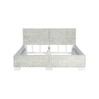 clicnbuy - lits & cadres de lit - cadre de lit gris rotin naturel 140 x 200 cm cadre 2 personnes
