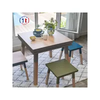table de cuisine carrée avec tiroir 80 cm, 100% frêne massif eg2-009gct80