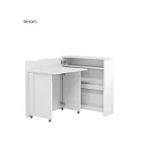 lenart bureau extensible avec rangement 90cm office consus slim cw02l blanc brillant gauche