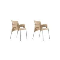 set 2 fauteuil sun - resol - beige - polypropylène, aluminium anodisé 600x580x760mm