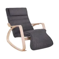fauteuil à bascule fauteuil berçant en bois avec repose-pied réglable 5 niveaux housse amovible lavable charge max 150 kg dimensions 67 x 125 x 91 cm gris foncé helloshop26 12_0000595