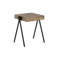 ecama - table d'appoint rectangulaire en bois de manguier et métal noir