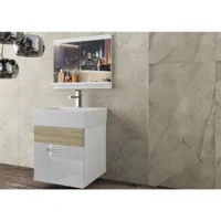 honoria - ensemble salle de bain - 3 pcs - meubles à suspendre - vasque en porcelaine - beige