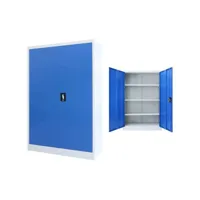 armoire de bureau métal 90 x 40 x 140 cm gris et bleu