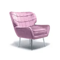 fauteuil en tissu velours rose - marta - l 80 x l 68 x h 80 cm