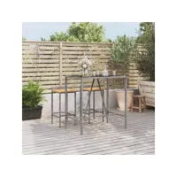 table haute et dessus table haute table de bar - mange-debout en verre gris 110x70x110 cm poly rotin meuble pro frco53142