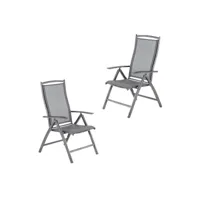 pack 2 fauteuils outdoor en aluminium anthracite et textilène,60x76x110cm h47963198