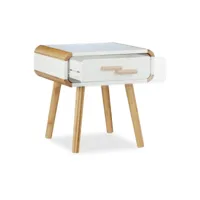 table de chevet tiroir table console blanc et bois naturel helloshop26 13_0002699