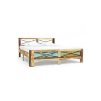 clicnbuy - lits & cadres de lit - cadre de lit bois de récupération massif 160 x 200 cm cadre 2 personnes