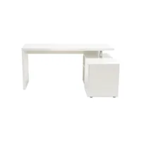 bureau modulable design blanc laqué brillant l137-160 cm maxi