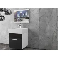 palomi - ensemble de salle de bain -3 pcs - meuble à suspendre - vasque en porcelaine - noir