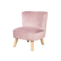 roba fauteuil enfant lil sofa - pieds en bois stables - velours rose
