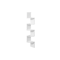 etagère d'angle blanche à 5 niveaux  design zigzag  20x20x127.5cm