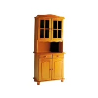 vitrine meuble de rangement en pin massif coloris miel - longueur 88 x profondeur 42 x hauteur 197 cm