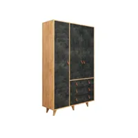 armoire penderie firmo 120x187cm bois chêne clair et gris effet béton