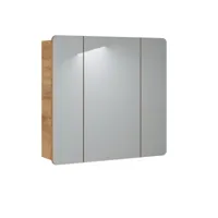 armoire de salle de bain avec miroir murale - chêne artisanal doré - l80-h75-p16 - arriba comad