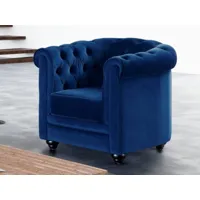 fauteuil chesterfield - velours bleu roi
