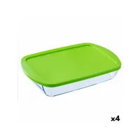 boîte à repas rectangulaire avec couvercle pyrex cook & store transparent silicone verre (4,5 l) (4 unités)