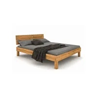 lit avec pieds carrés et tête de lit en chêne massif clair 160x200 - lt36004