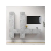 meuble tv mural，banc tv，meuble tv suspendu gris béton bois d'ingénierie cmwi147835