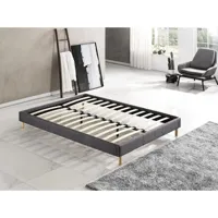 lit futon 120x190cm avec sommier tissu gris 120x190cm
