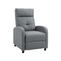 fauteuil de relaxation grand confort dossier inclinable repose-pied ajustable tissu gris