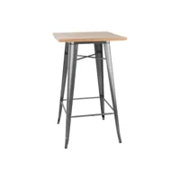 table de bar grise avec plateau en bois - bolero bistro -  - bois 600x600x1040mm