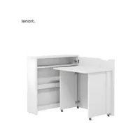 lenart bureau extensible avec rangement 90cm office consus slim cw02p blanc mat droit