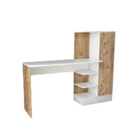 bureau, armoire et étagère gretak bois naturel et blanc