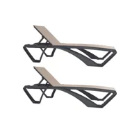 set 2 chaise longue marina club gris foncé/beige - resol -  - polypropylène, textilène 730x1900x350mm