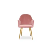 chaise de salle à manger velours pied or skull - rose