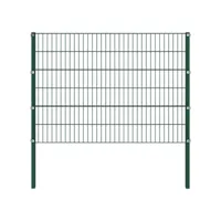 clôture paravent de jardin, panneau de clôture avec poteaux fer 3,4 x 1,2 m vert oce20852 meuble pro