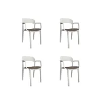 set 4 fauteuil ona assise colorée - resol - beige - fibre de verre, polypropylène 568x521x795mm