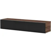 meuble tv tissu acoustique noir et bois foncé washington 160 cm