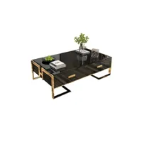 table basse noir avec tiroirs base or laqué luxuria