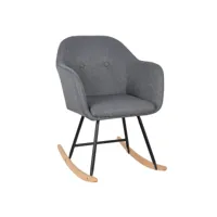 chaise à bascule pieds en acier fauteuil à bascule lounge assise en lin gris foncé helloshop26 19_0000516