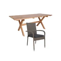 table de jardin en teck 200 x 90 cm + 6 chaises #ds