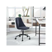 chaise de bureau scandinave hauteur ajustable pivotant à roulettes en tissu bleu