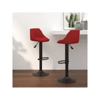 lot de 2 tabourets de bar style contemporain  chaises de bar rouge bordeaux velours meuble pro frco55827