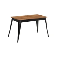 table de salle à manger bois d'acacia et acier 120x60x76