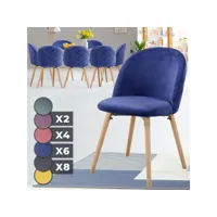 miadomodo® chaises de salle à manger - set de 8, scandinave, siège en pp, rembourré, pieds en hêtre, style nordique, bleu royal