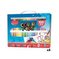 crayons de couleur maped multicouleur 100 pièces (6 unités)