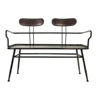 banc d'assise, banquette rectangulaire avec 2 places en métal coloris noir - longueur 122 x profondeur 53,5  x hauteur 88,5 cm