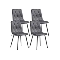 carine - lot de 4 chaises capitonnées grises pieds bois