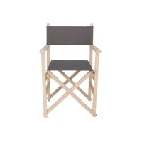 chaise de réalisateur sunset fini sans vernis, toile grise, 51x46x86 cm