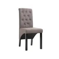 chaise capitonnée tissu taupe et bois noir neta - lot de 4