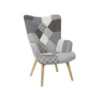 giada - fauteuil patchwork motifs grisés