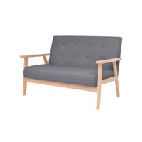 canapé fixe 2 places  canapé scandinave sofa tissu gris foncé meuble pro frco50944