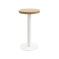 table de bar ronde bois clair et pieds métal blanc beth d 40 cm