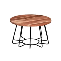 finebuy basse finebuy 60x35x60 cm table basse en bois massif d'acacia  métal  table de salon ronde  table de salon solide  petite table design de salon industrielle